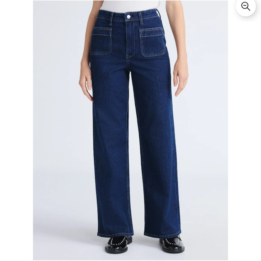 Woman's Wide Leg Dark Blue Jeans